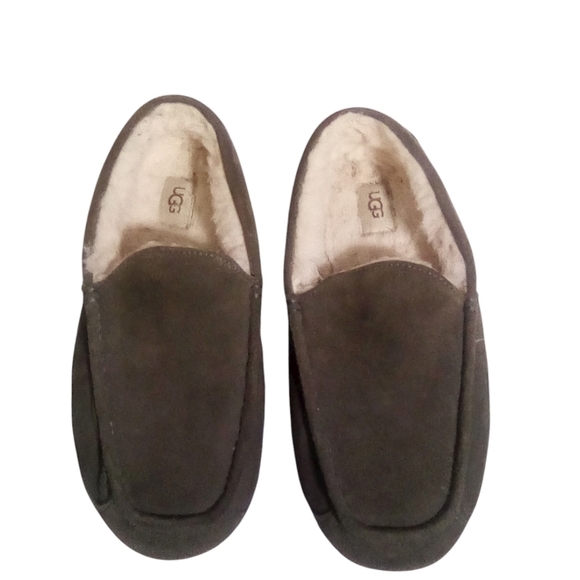 Ugg Men’s Suede Ascot Green Shearling Interior Slipon Loafers Slippers Size 11 - Picture 3 of 8